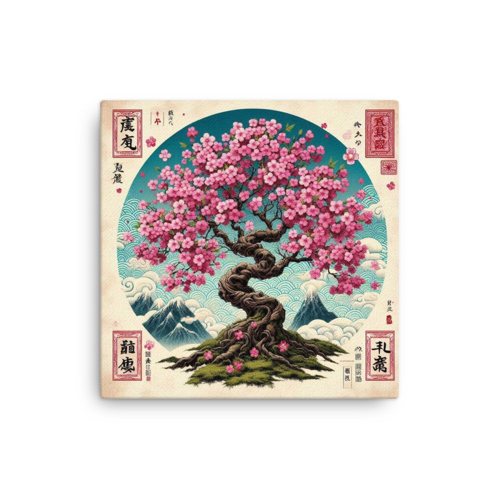 Tableau Décoratif Toile 5 Pièces - Paysage Japonais Fleurs De Cerisier - Style Moderne - Prêt à Accrocher